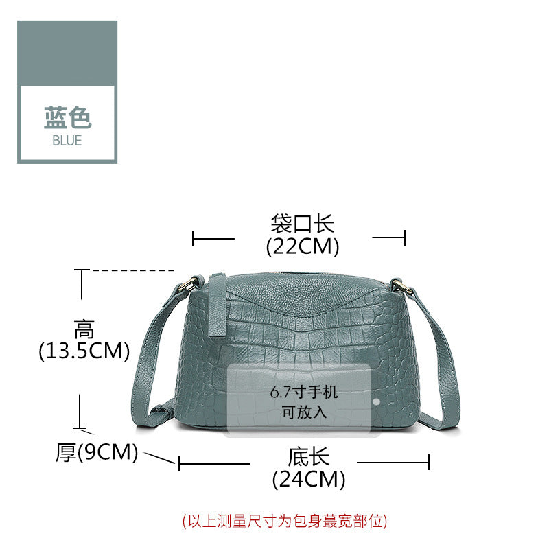 Casual trend leather women's messenger bag 2025 new versatile women's backpack crocodile pattern first layer cowhide shoulder bag