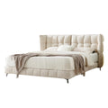 Foshan factory french cream style muscle bed chenille fabric italian normcorepopular master bedroom double bed personalized