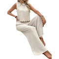 Shipped:  independent station fashion cross-border sexy casual pants see-through vacation style trousers hollow-out two-piece set