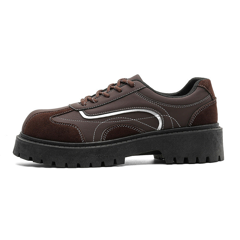 British style retro derby shoes for men to increase height patchworkcasual leather shoes classy sense punk fashionthick sole big toe shoes trendy