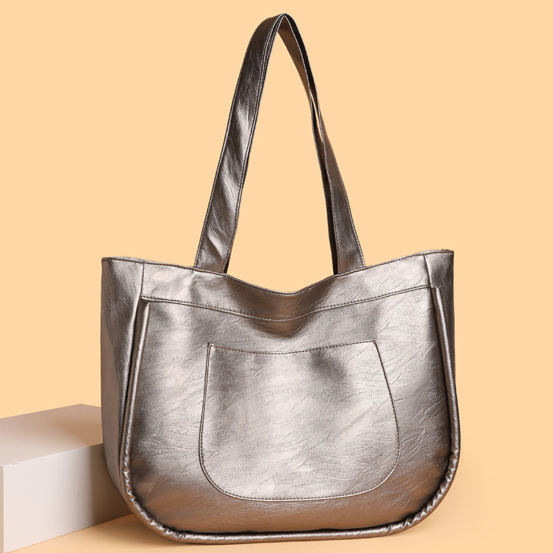 2025 new fashion cross-border women's bag - high-quality versatile tote bag, large capacity shoulder bag, minimalist commuter bag, mom bag