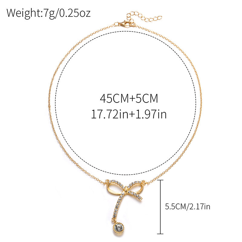 Wholesale luxury necklace fashion cross-border jewelry women's personalized alloy diamond ball minimalist versatile autumn and winter sweater necklace