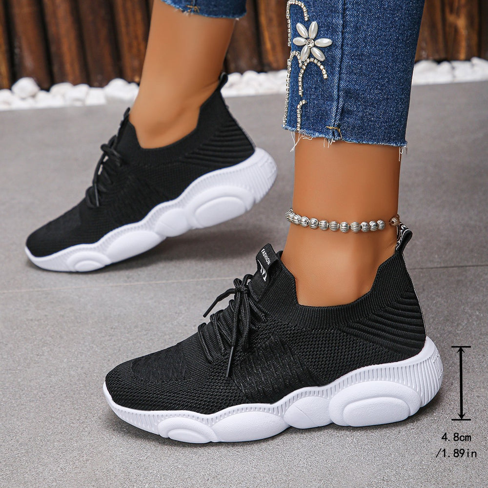 Exportplus sizespring & fallnew arrivaltie backcasual sneakers mesh thick solecasualeasiest for match flying woven breathable running shoes