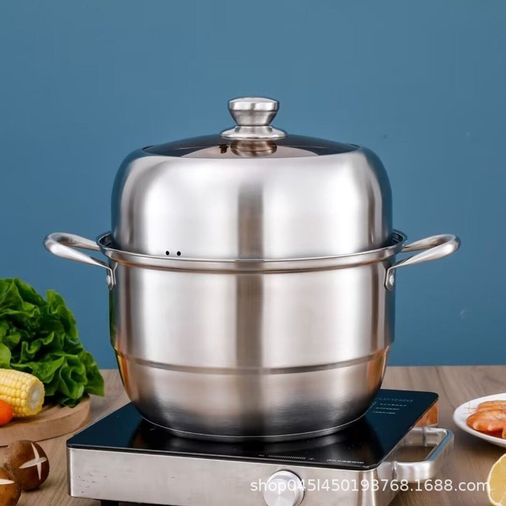 Stainless steel thickened european-style multi-layer steamer - induction cooker compatible, multi-functional home steaming pot, three-tier steamer - perfect for corporate gifts