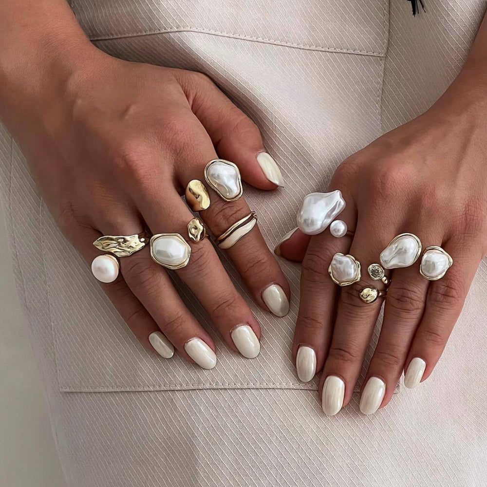 Wholesale faux pearl ring sets - european & american style, vintage baroque, stackable, unique design, knuckle rings