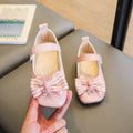 Girls' leather shoes - spring/autumn  new collection - kids' black mary janes with bow detail - soft sole princess shoes for girls (sizes for mid-to-large children)
