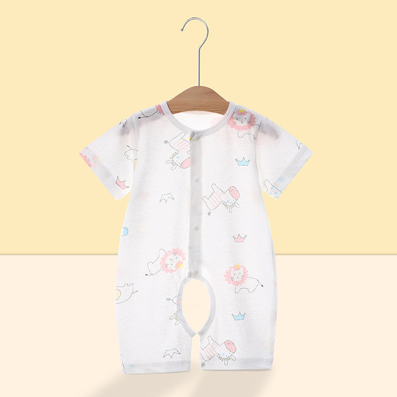 Baby short-sleeve romper with open crotch - summer outfit for infants and toddlers - class a pure cotton thin summer clothes - baby onesie for summer