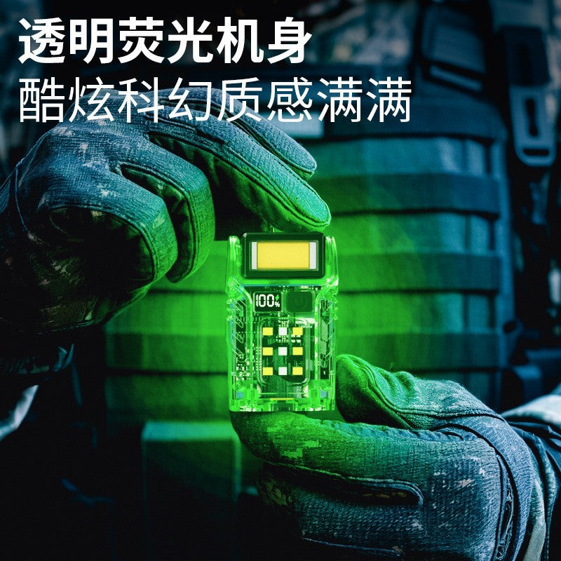 LED flashlight bright light long battery life charging portable clip hat light outdoor multi-function emergency cob work light