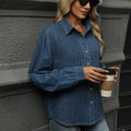 Wishfashion cross-border trade women's clothing  independent station loose washed denim shirt long-sleeved casualtops