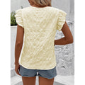 Ready-to-ship, export-quality, 1688 square-neck, crochet-trimmed, flutter-sleeve, solid-color women's top
