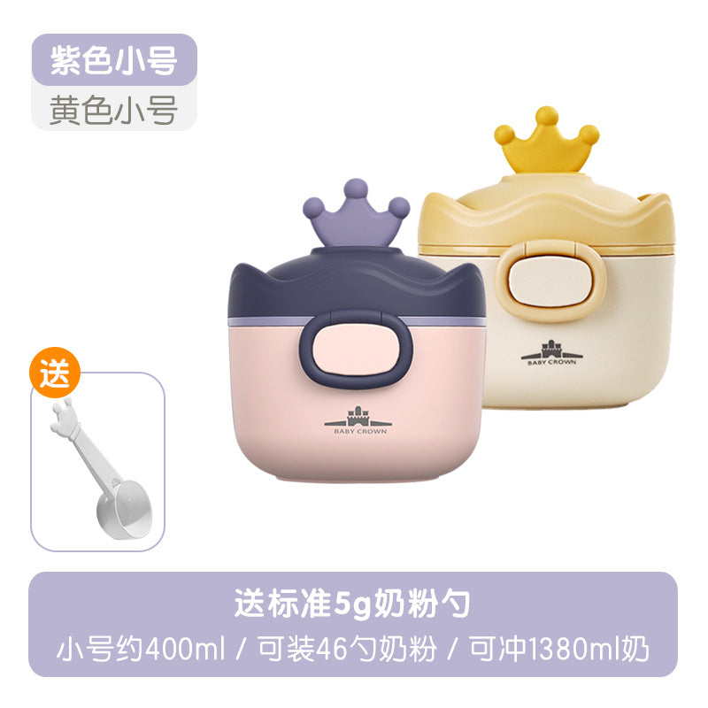 Baby crown milk powder box portable outing food rice noodles box sealed moisture-proof repackaged milk powder grid storage tank