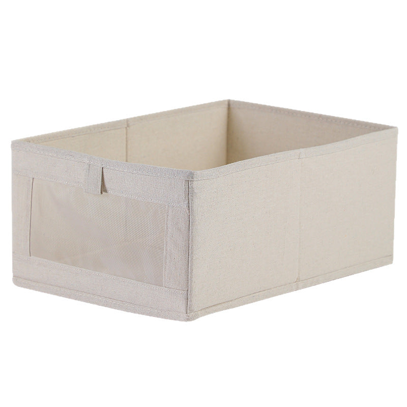 2025 Japanese-style large windowable cotton and linen storage box foldable household fabric storage for clothes and clothing