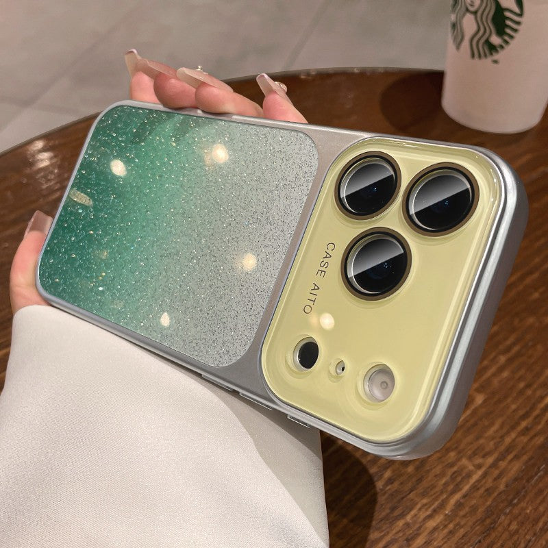 Crystal lens large window gradient glitter suitable for iphone17promax mobile phone case apple 15 high-end case