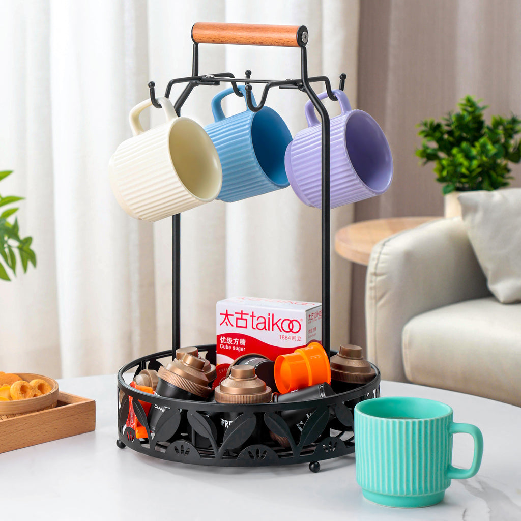 Cross-border coffee cup holder, water cup storage hanger, snack storage rack, wrought iron coffee capsule holder, ear mug holder.