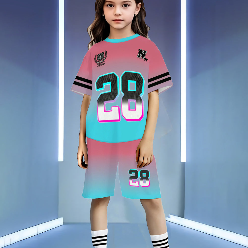 wholesale girls' short-sleeve and shorts sets, fashionable spring, summer, and autumn outfits for girls