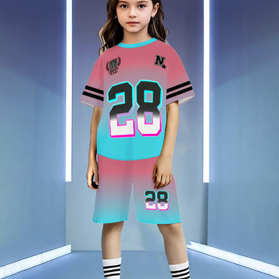 wholesale girls' short-sleeve and shorts sets, fashionable spring, summer, and autumn outfits for girls