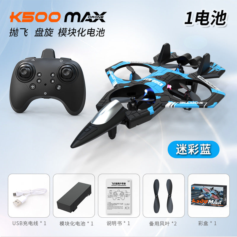 Kids' foam remote control airplane toy with lights, stunt flips, hand-launched glider fighter jet model, elementary school student drone
