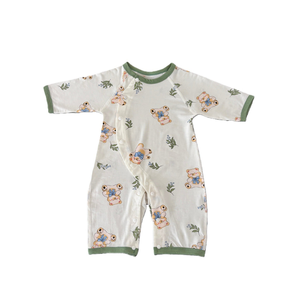 Lyocell comfortable baby summer jumpsuit thin long sleeves air conditioning suit romper newborn harem for boys and girls
