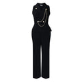 C8604export women's clothing  fashion suit collar sexy fashion chain casual wide leg african jumpsuit