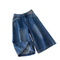 Lazy feeling new arrivalhigh waist wide leg denim half length pants women's summercasualcasuallooseslimming lookeasiest for matchstraight-leg pants