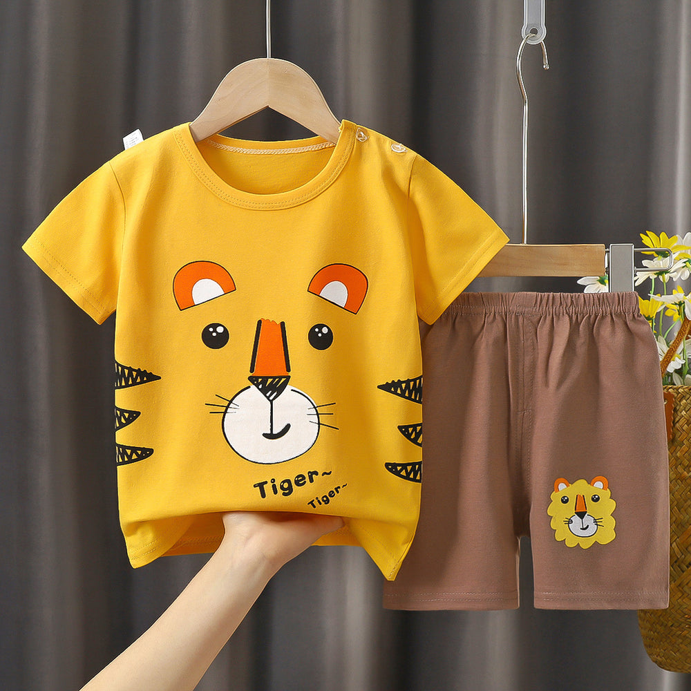 Kids' short-sleeve and shorts set - toddler & children's summer pure cotton underwear - boys' & girls' crew neck t-shirt
