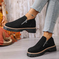 Amazon fashion cross-border plus size 35 to 43 fall and winter beautiful versatile thick heel suede side zipper fashion boots wholesale