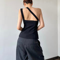 women's spring  new fashion design asymmetrical neck hook-and-eye closure sleeveless tank top - hot girl style