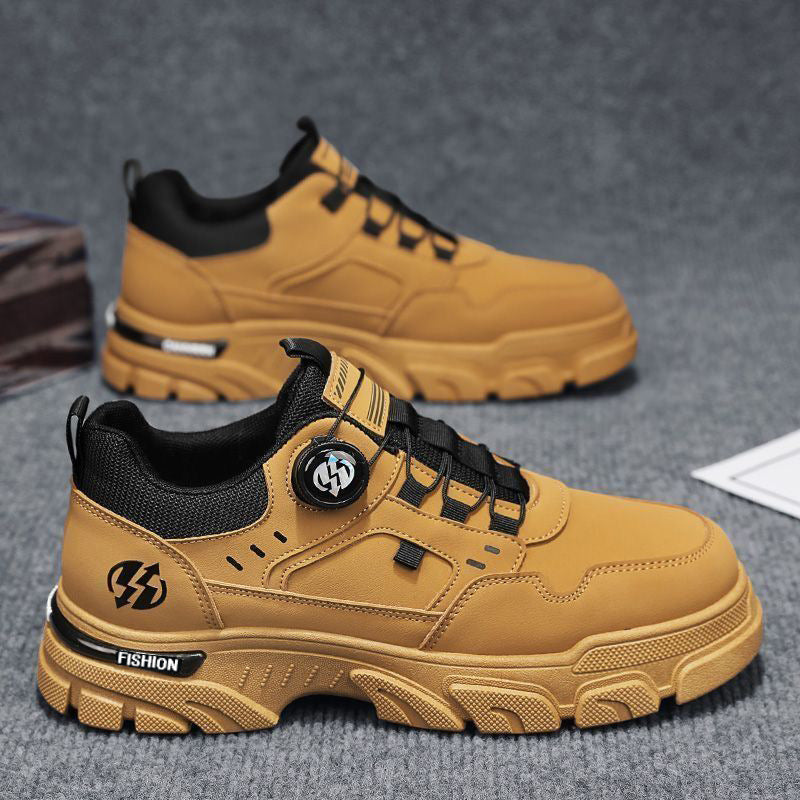 Men's 2025 spring new low-top slip-on swivel buckle athletic casual trendy shoes outdoor waterproof work shoes