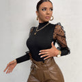 Half turtleneck bottom shirt springnew arrival mesh patchworklong sleeves inner knitting shirt jumpsuit sexy