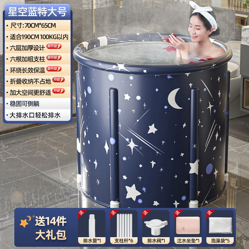Thickened collapsible bathtub for adults - full body soaking tub with optional heating - home use bathtub for adults and children