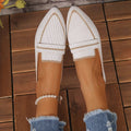 Plus size women's flat shoes for export - spring  pointed toe flyknit slip-on casual loafers - breathable