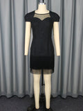 Amazon cutout mesh french black round neck dress - tassel hem elegant evening gown