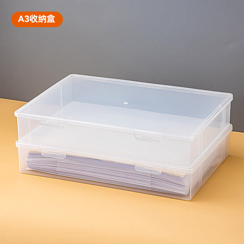 Desktop ID storage box with lid Desk storage Document storage box Multifunctional plastic flip a4 storage box