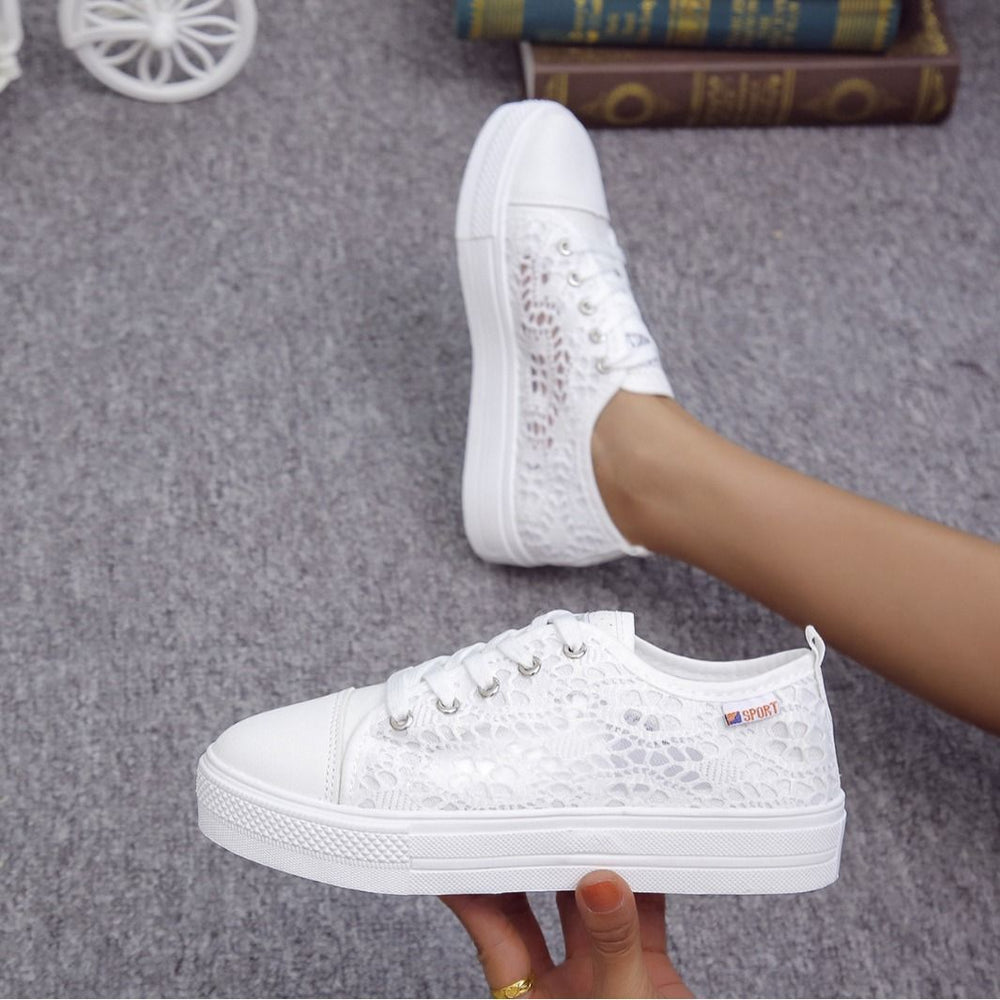 fall and winternew arrivalexportplus size round toe tie backflats mesh tie backcasualwhite shoes women's spot wholesale