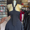European and american cross-border women's fashion:  summer new arrival - elegant design bandeau backless bow tie striped mini dress