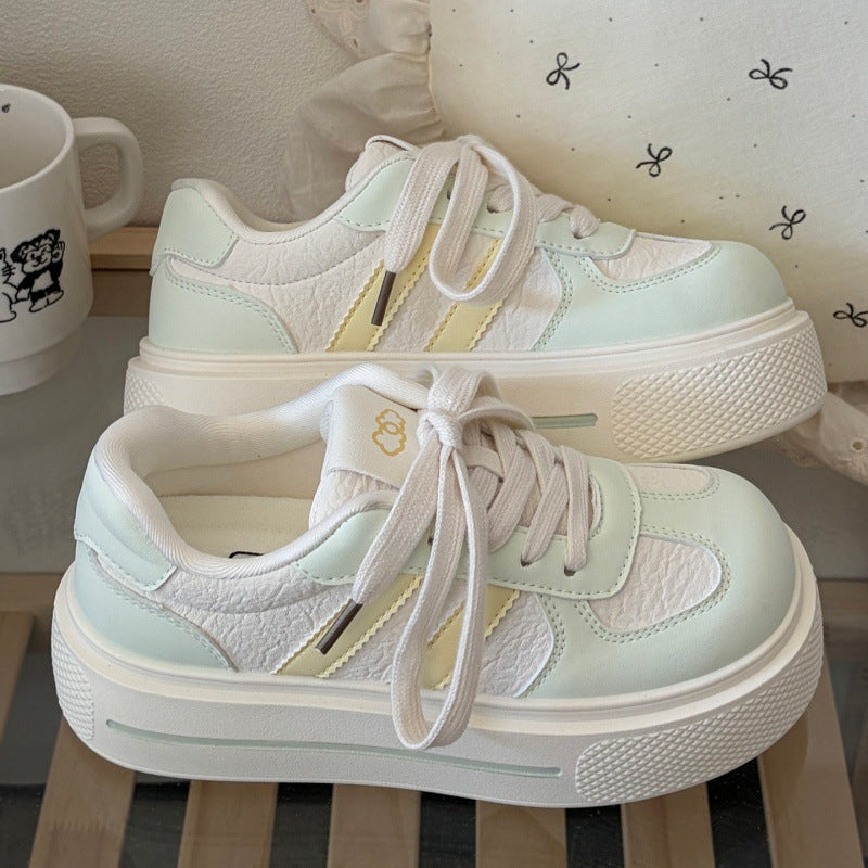 Campus style thick-soled sneakers for women 2026new arrivalspringwhite shoes for women's shoes easiest for match student bread shoes trendy shoes