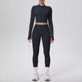 Cloud-feel outdoor compression yoga set for women - cropped high-waisted running workout outfit, quick-dry activewear two-piece set