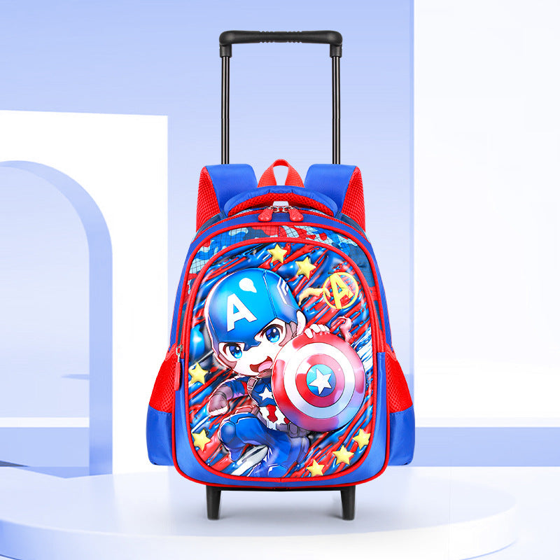 2026 new 3d dinosaur kindergarten trolley backpack - large capacity, lightweight, and easy-push cart backpack