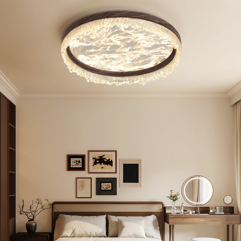 Medieval style bedroom light Ceiling light Cloud mist eye protection Japanese retro wabi sabi walnut pattern restaurant book room lighting