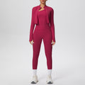 pure color brushed tight one-shoulder vest nine-point long three-piece sports running fitness yoga suit