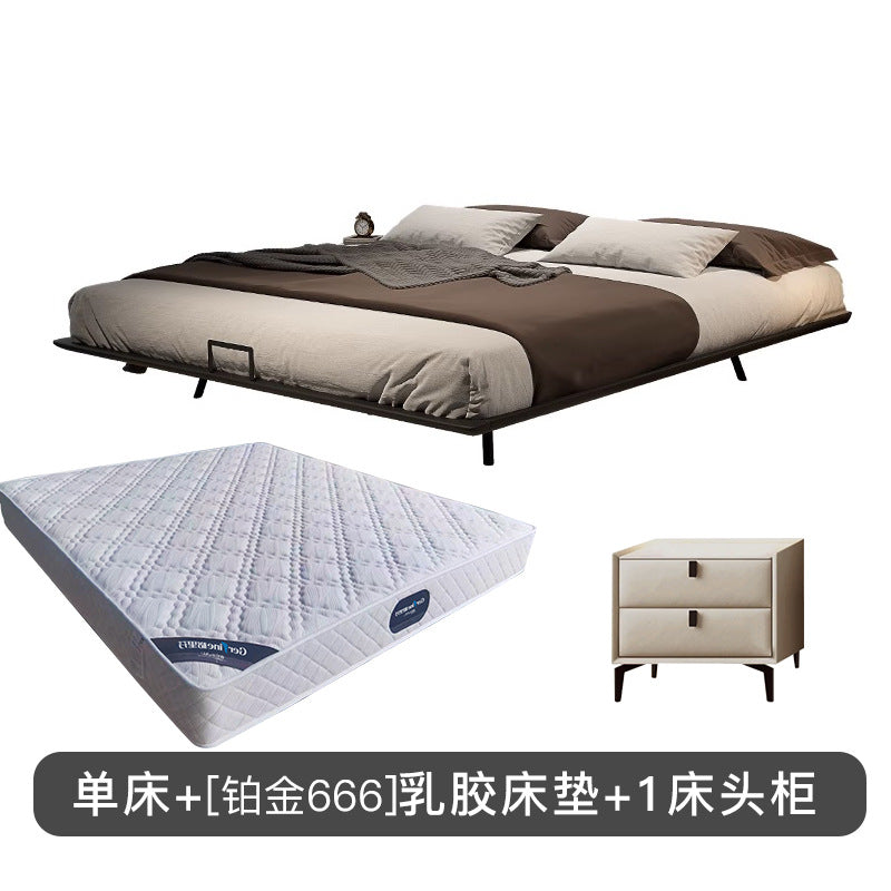 Floating bed italian normcore bed without bedside bed master bedroom accessible luxury backless floating bedside table all-in-one bed solid wood bed