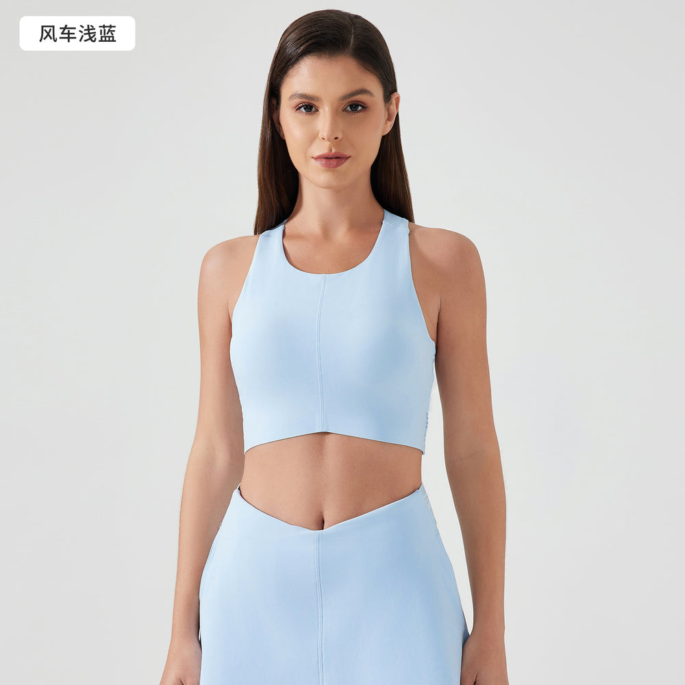 New high-impact tank top sports bra - seamless, backless, push-up, side support, yoga bra d25020