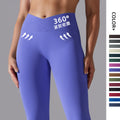 fashion seamless knitting breathable pure color cross waist peach hip yoga pants running fitness nine-point pants women