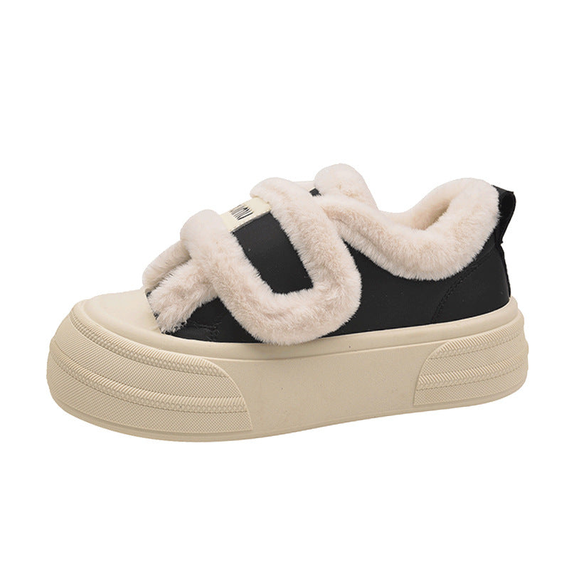 Best sellingthick solevelcro cotton shoes winter 2025new arrivalfleece-linedthickened fur shoes heattechplatform shoes for women