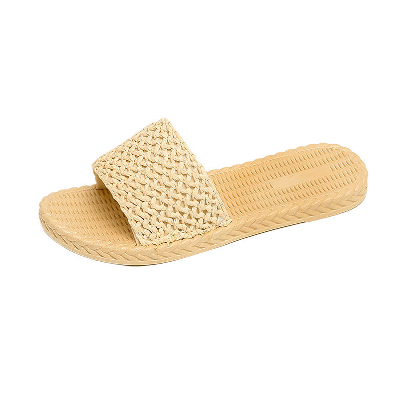 Ethnic style imitation straw travel hemp bottom women's sandals trendy outwear flip-flops fashioncasualsweet style beach women's slippers