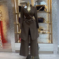 European and american cross-border women's fashion  spring new arrival: elegant mid-length long-sleeve blazer and high-waisted pants set