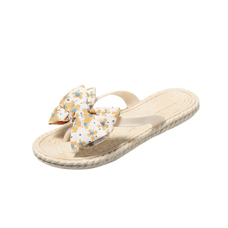 New summer bowknot flip-flops women's outdoor beach flat sandals slippers - ready stock wholesale