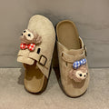 New arrival lazy shoes birkenstock slippers for women spring autum home non-slipoutwear cartoon stylish toe-cap half slippers wholesale