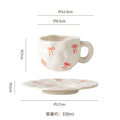 Ins small clear hand-painted ceramic asymmetrical cup and saucer stylishniche style girls ceramic afternoon tea milk coffee cup