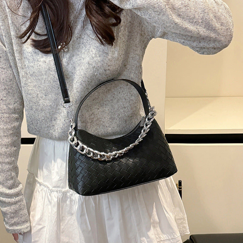 Foreign trade advanced sense foreign style small bag women's 2025 new woven chain hand bag versatile shoulder messenger bag